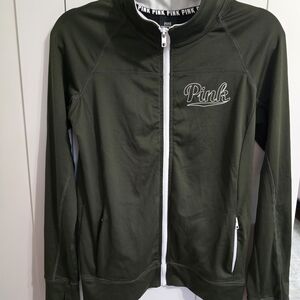 PINK Victoria's Secret Olive Jacket with White Trim